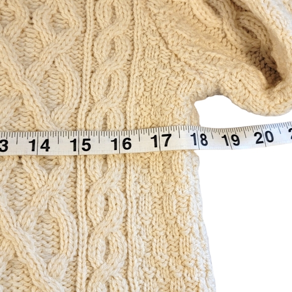 Inis Crafts 100% Merino Wool Made in Ireland Cable Knit Zip Up Heavy Sweater M - Picture 12 of 14
